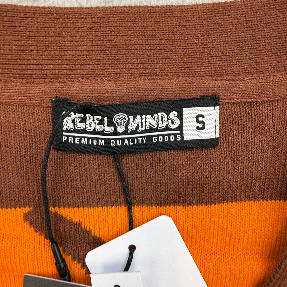 Rebel Minds Cardigan Mens Small Brown Orange Graffiti Cherub Angel Streetwear - Picture 4 of 7